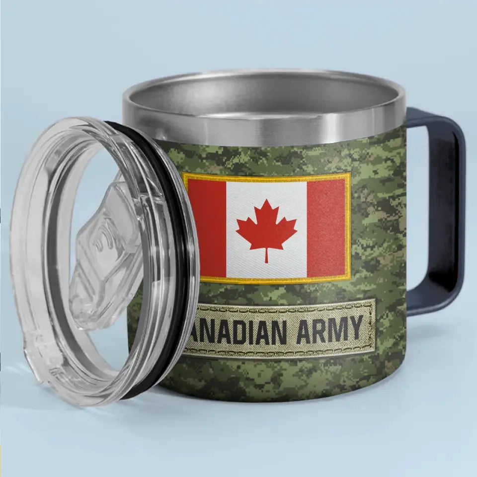 Personalized Canadian Army Veteran Rank Camo & Name Coffee Cup 3D Printed AHVA241694