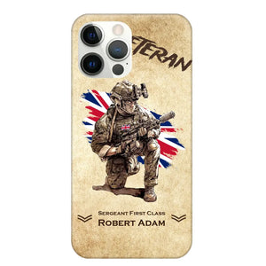 Personalized UK Veteran Custom Name & Rank Phonecase Printed AHHN241696