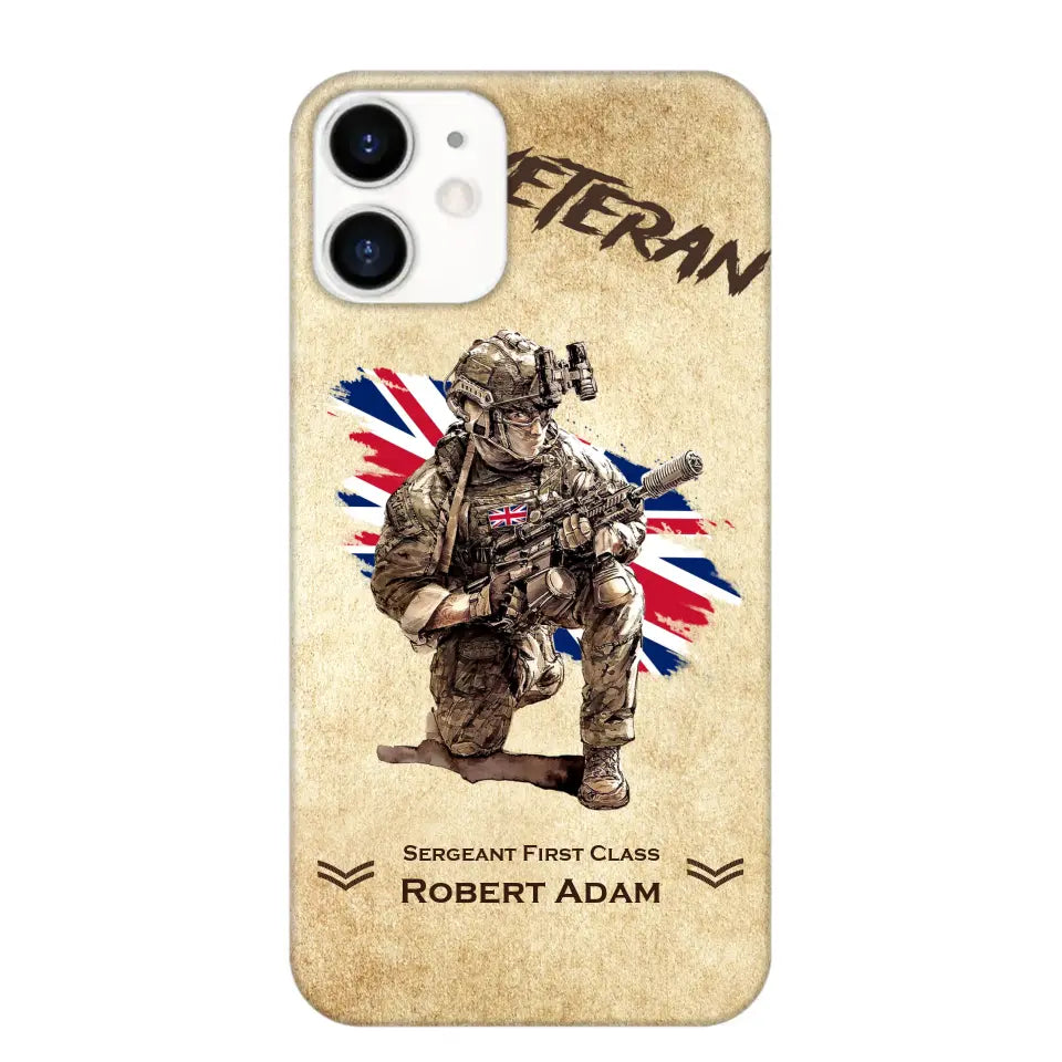 Personalized UK Veteran Custom Name & Rank Phonecase Printed AHHN241696