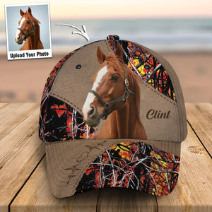 Personalized Upload Your Horse Photo Realtree Orange Background Cap 3D Printed HN241708