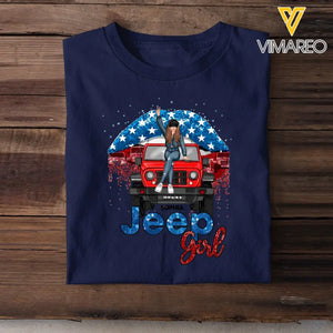 Personalized Jeep Girl Jeep Lips US Flag Independence Day 4th July Gift T-shirt Printed VQ241705