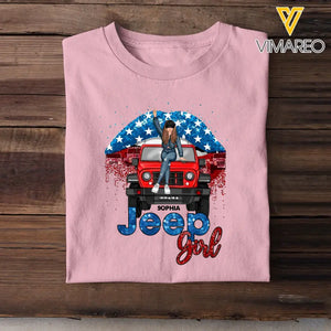 Personalized Jeep Girl Jeep Lips US Flag Independence Day 4th July Gift T-shirt Printed VQ241705