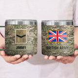 Personalized UK Army Veteran Rank Camo & Name  Coffee Cup 3D Printed AHVA241694