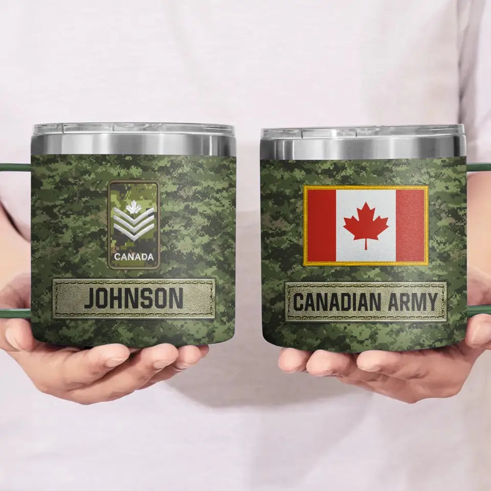 Personalized Canadian Army Veteran Rank Camo & Name Coffee Cup 3D Printed AHVA241694