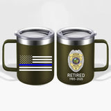 Personalized US Police Badge US Flag Bule Line Laser Handle Cup Printed KVH241735