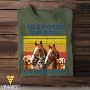 Personalized Upload Your Photo I Like Horses And Dogs And Maybe 3 People T-shirt Printed HN241729