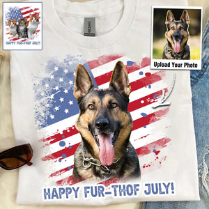 Personalized Upload Your Pet Photo Dog Lovers Cat Lovers Gift US Flag Independence Day 4th Gift T-shirt Printed QTHN241750