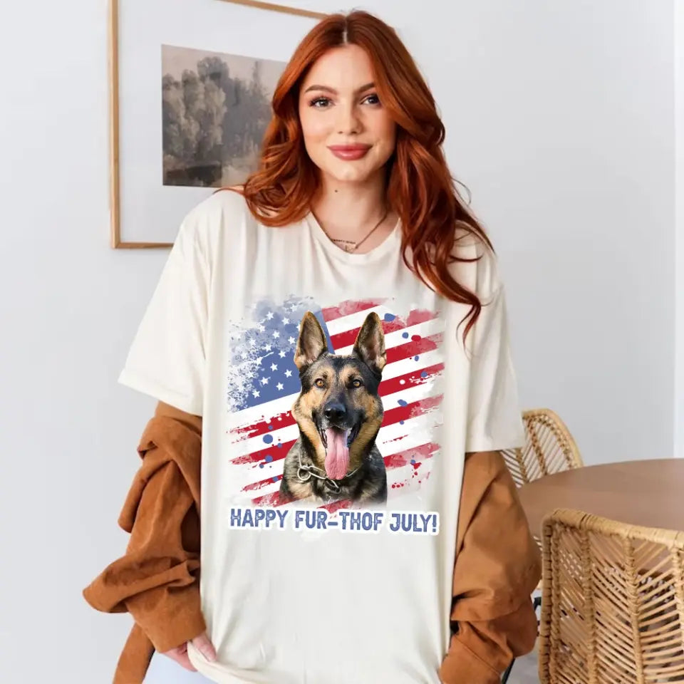 Personalized Upload Your Pet Photo Dog Lovers Cat Lovers Gift US Flag Independence Day 4th Gift T-shirt Printed QTHN241750