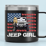 Personalized Jeep Girl & Dogs Jeep US Flag Coffee Cup Printed VQ241751