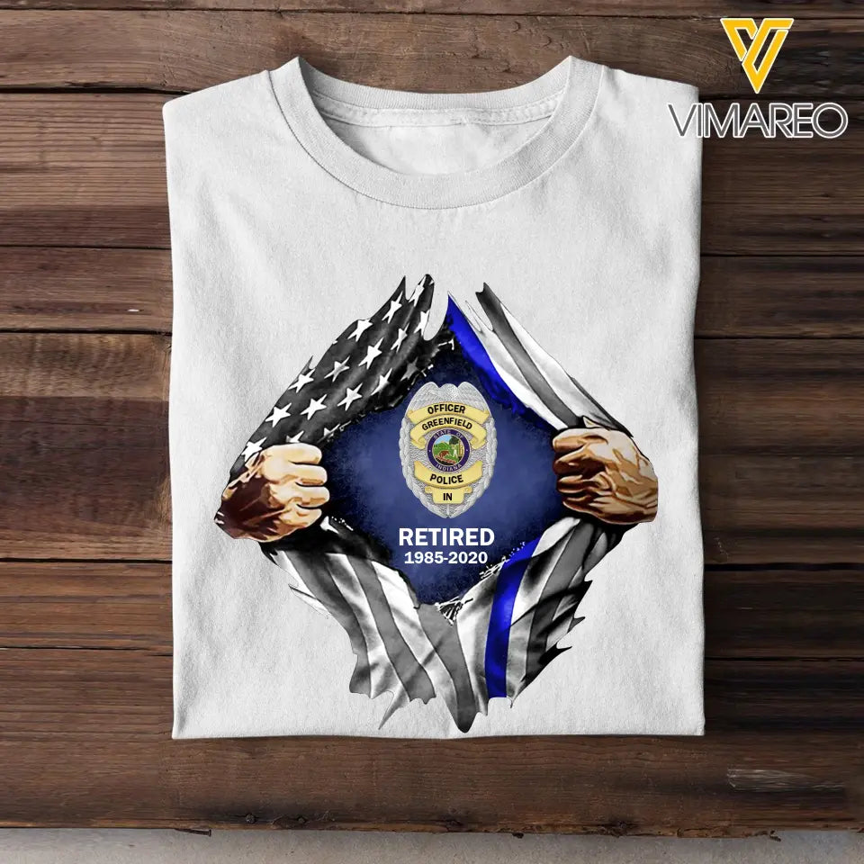 Personalized Retired US Police Badge & Service Time T-shirt Printed LVA241753