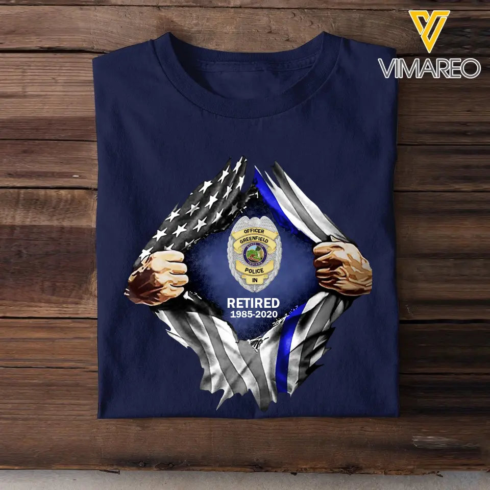 Personalized Retired US Police Badge & Service Time T-shirt Printed LVA241753