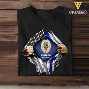 Personalized Retired US Police Badge & Service Time T-shirt Printed LVA241753