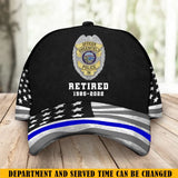 Personalized Retired Police US Badge US Police Flag Cap 3D Printed KVH241747