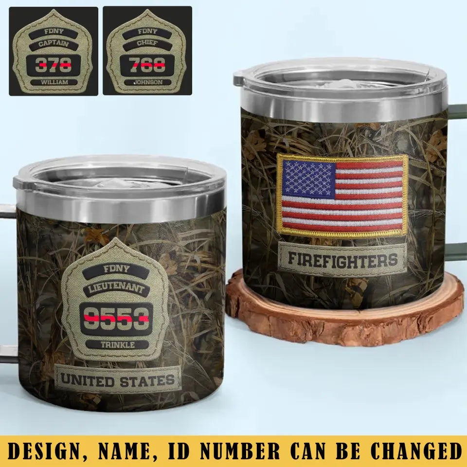 Personalized US Firefighter US Flag Custom Department & ID Coffee Cup Printed VQ241771