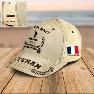 Personalized French Army Veteran Proudly Served Custom Name, Rank & Service Time Cap 3D Printed AHVQ241765