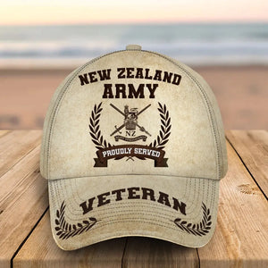 Personalized New Zealand Army Veteran Proudly Served Custom Name, Rank & Service Time Cap 3D Printed AHVQ241765