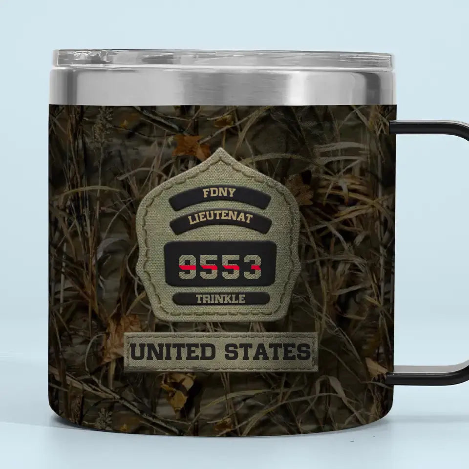 Personalized US Firefighter US Flag Custom Department & ID Coffee Cup Printed VQ241771