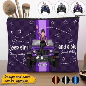 Personalized Jeep Girl Classy Sassy And A Bit Smart Assy Make Up Cosmetic Bag Printed HN241794