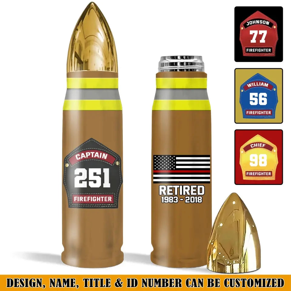 Personalized US Firefighter Flag US Firefighter Badge Custom Time & ID Bullet Tumbler Printed AHVQ241791