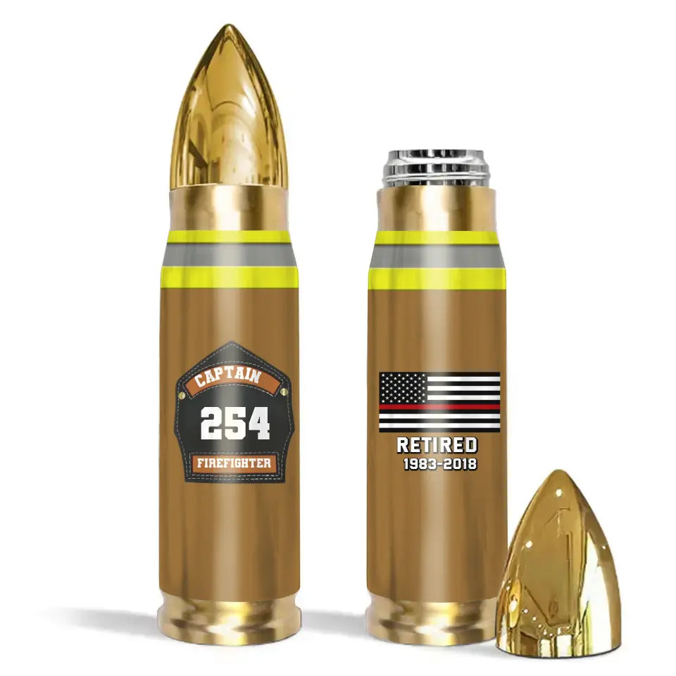 Personalized US Firefighter Flag US Firefighter Badge Custom Time & ID Bullet Tumbler Printed AHVQ241791