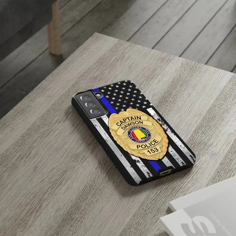 Personalized US Police Badge Police Officer US Flag Blue Line  Phonecase Printed LVA241798