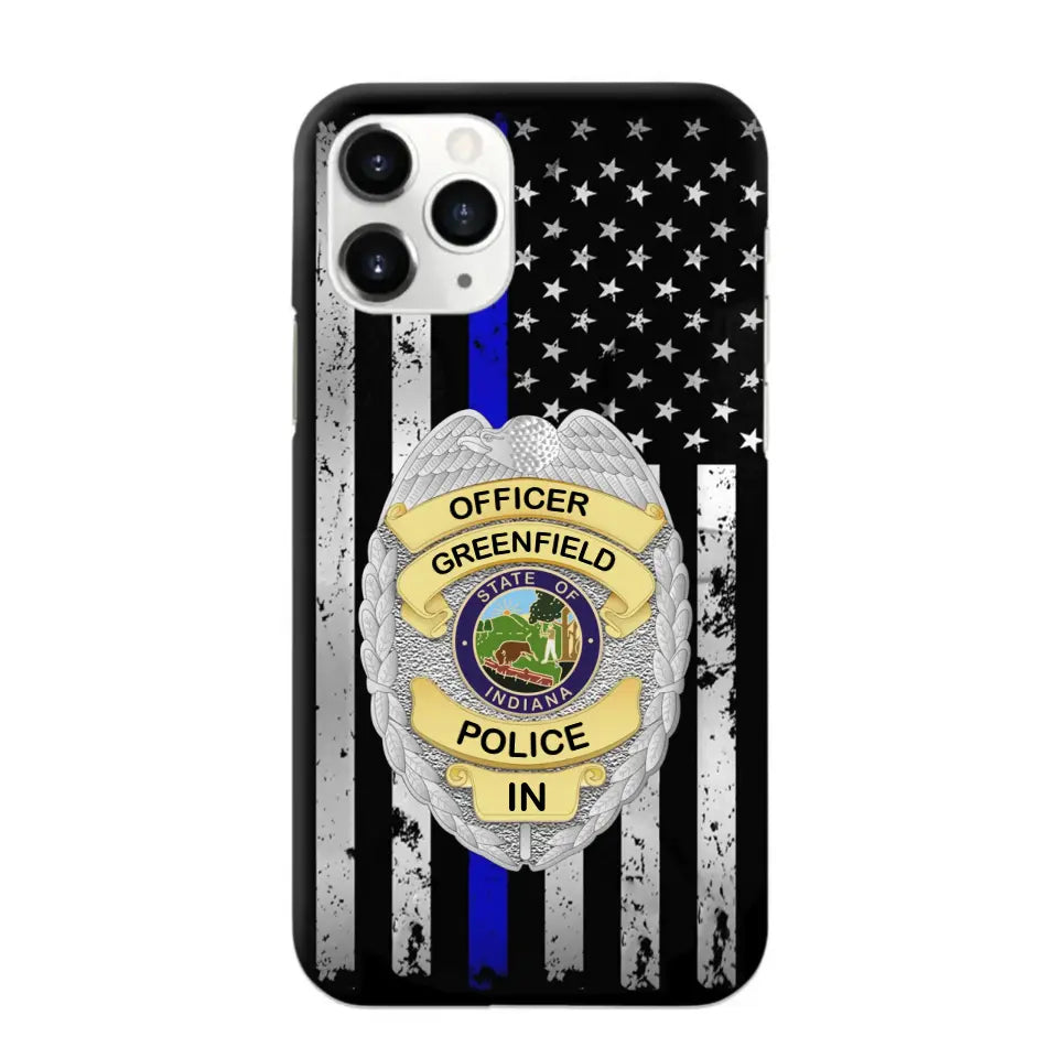 Personalized US Police Badge Police Officer US Flag Blue Line  Phonecase Printed LVA241798