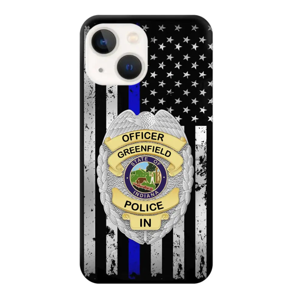 Personalized US Police Badge Police Officer US Flag Blue Line  Phonecase Printed LVA241798