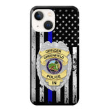 Personalized US Police Badge Police Officer US Flag Blue Line  Phonecase Printed LVA241798