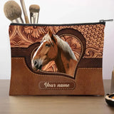 Personalized Upload Your Horse Photo Horse Lovers Gift Make Up Cosmetic Bag Printed HN241801