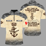 Personalized My Time In Uniform Is Over Canadian Army But Being A Veteran Never Ends Half Turtleneck Short Sleeve Polo Printed AHVQ241715