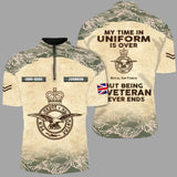 Personalized My Time In Uniform Is Over British Army But Being A Veteran Never Ends Half Turtleneck Short Sleeve Polo Printed AHVQ241715