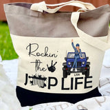 Personalized Rockin' The Jeep Life Jeep Girl Canvas Tote Bag 3D Printed HN241807