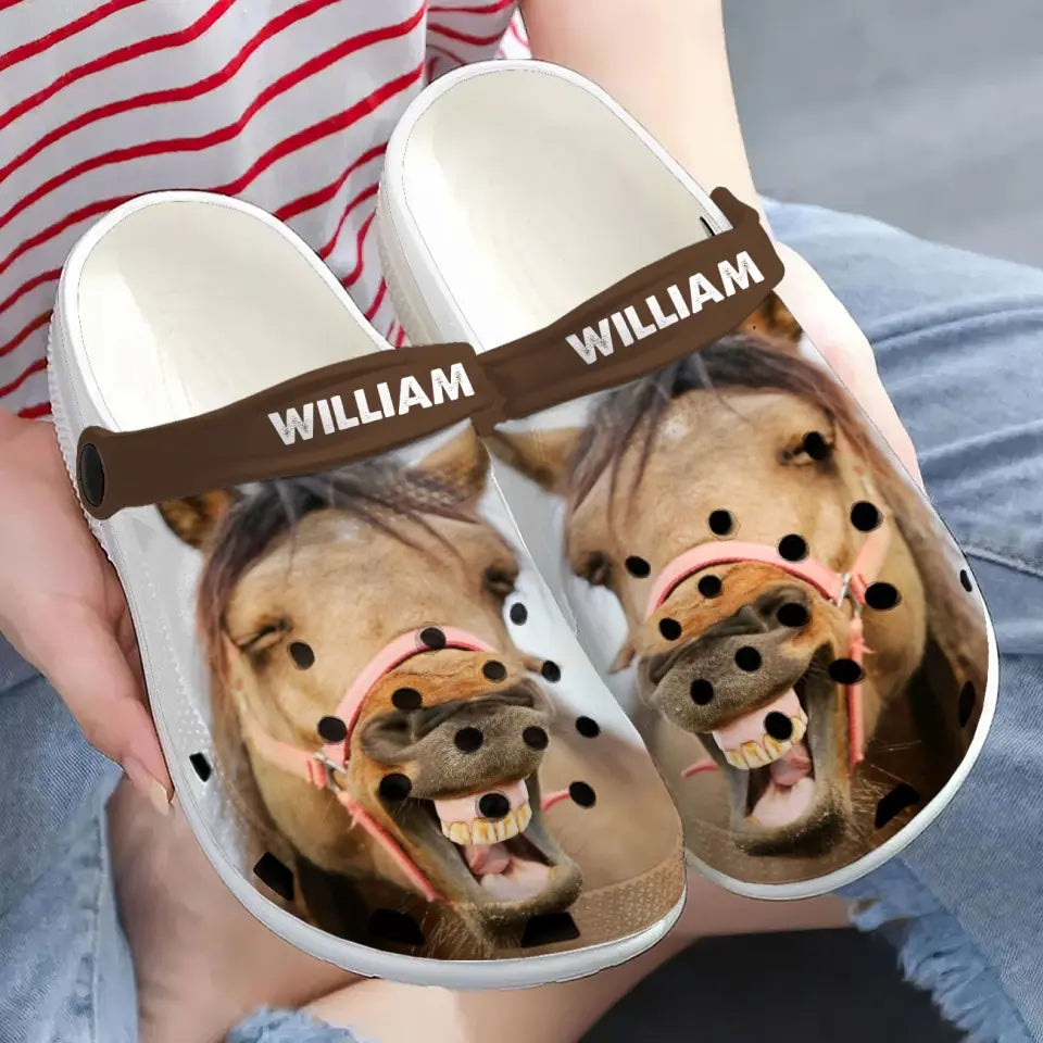 Personalized Funny Horse Face Horse Lovers Gift Clogs Slipper Shoes Printed LVA241812