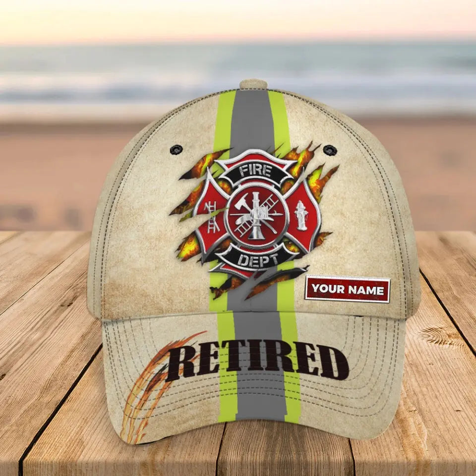 Personalized Retired Canadian Firefighter Custom Name Firefighter Logo Cap 3D Printed AHHN241825