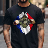 Personalized French Veteran Rank Camo French Flag T-shirt Printed LVA241823