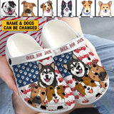 Personalized Dog Paw & Jeep US Flag Dog Lovers Gift Clogs Slipper Shoes Printed LVA241833