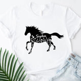 Personalized Flowers Horse Black Horse Lovers Gift T-shirt Printed HN241841