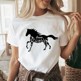 Personalized Flowers Horse Black Horse Lovers Gift T-shirt Printed HN241841