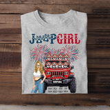 Personalized United States Jeep Girl & Dogs Independence Day 4th Gift T-shirt Printed HN241853