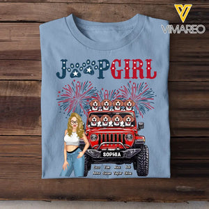 Personalized United States Jeep Girl & Dogs Independence Day 4th Gift T-shirt Printed HN241853