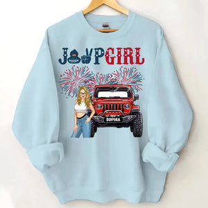 Personalized Jeep Girl Custom Name Independence Day 4th Gift Sweatshirt 2D Printed HN241862