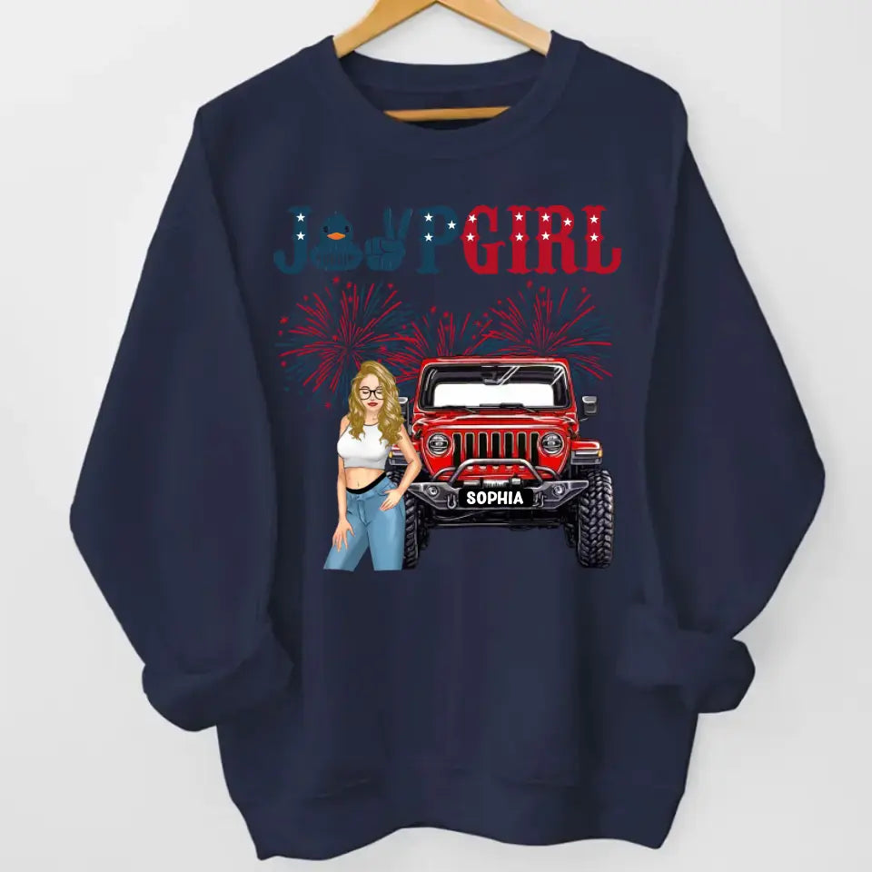 Personalized Jeep Girl Custom Name Independence Day 4th Gift Sweatshirt 2D Printed HN241862