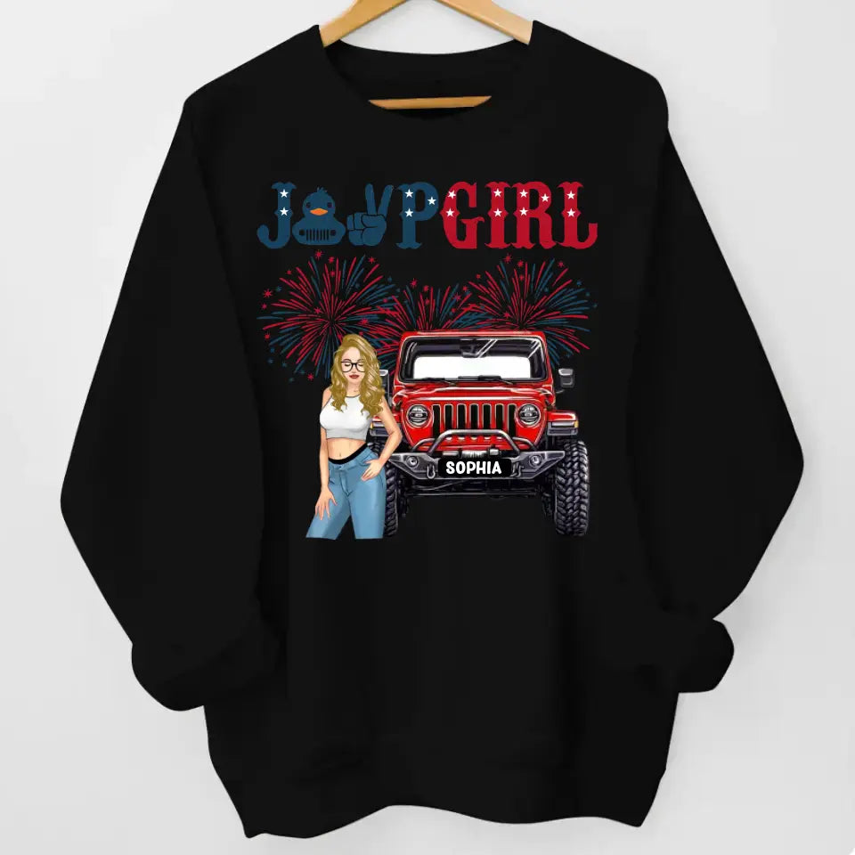 Personalized Jeep Girl Custom Name Independence Day 4th Gift Sweatshirt 2D Printed HN241862