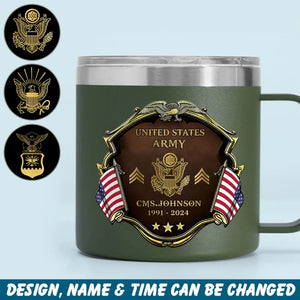 Personalized US Veteran Rank Gold & Service Time Coffee Cup 2D Printed AHHN241864