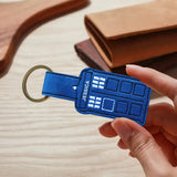Personalized Blue Police Box Custom Name Leather Keychain Printed QTVA241847