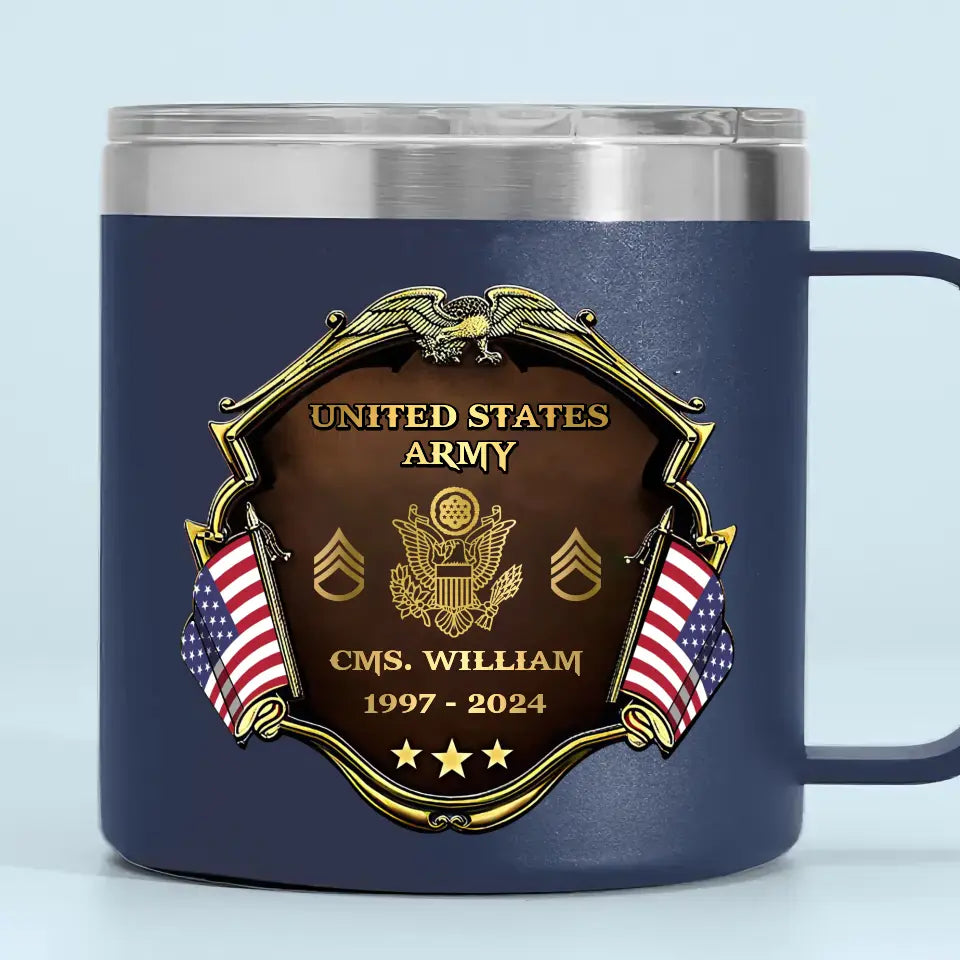 Personalized US Veteran Rank Gold & Service Time Coffee Cup 2D Printed AHHN241864