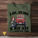 Personalized A Girl  Her Dogs & Her Jeep It's A Beautiful Thing Jeep Girl T-shirt Printed HN241895