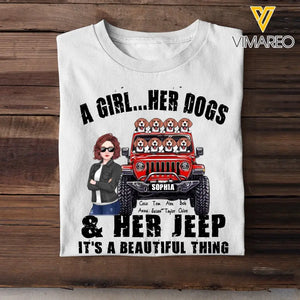 Personalized A Girl  Her Dogs & Her Jeep It's A Beautiful Thing Jeep Girl T-shirt Printed HN241895