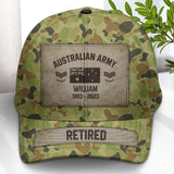 Personalized Australian Army Veteran Camo Custom Name & Time Cap 3D Printed AHVA241893