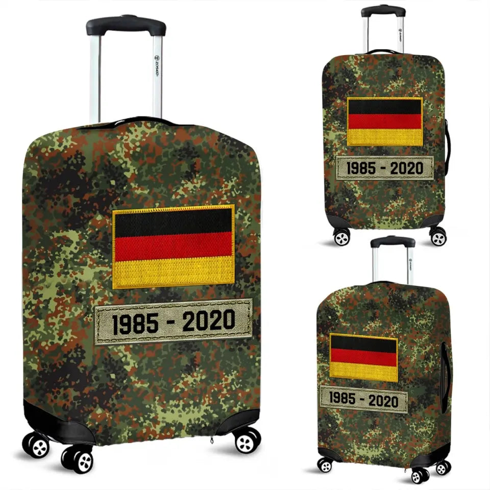 Personalized German Veteran Rank Camo German Flag Custom Name & Time Suitcase Printed LVA241904